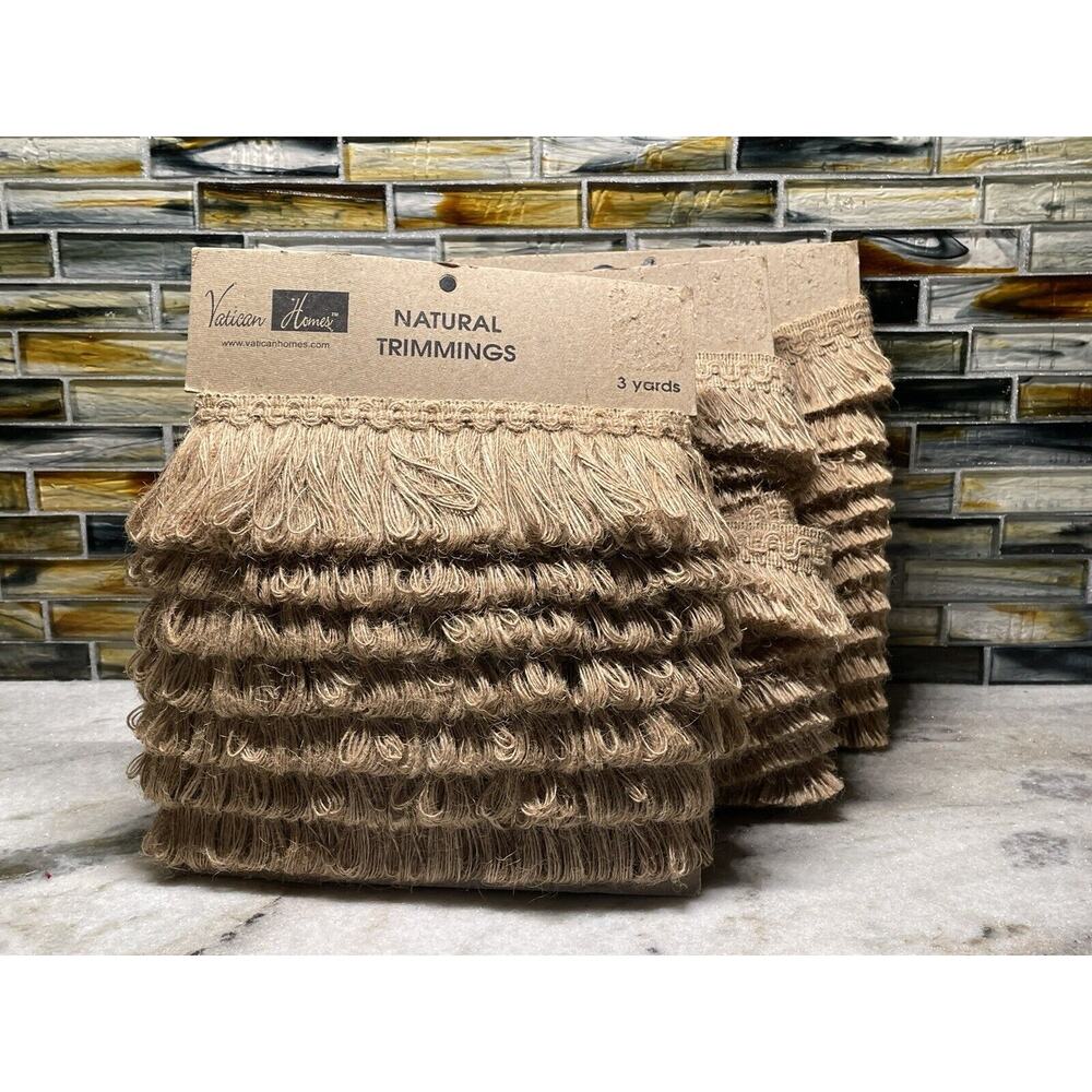 Vatican Homes 100% Jute Natural Trimmings Edging Finish Pillow Valance Table